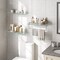 Silver Tempered Glass Floating Shelves with Stainless Steel and Towel Rod